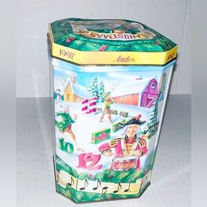 Andes Thin Mints Tin Box Canister Xmas Advertising 1997 Twelve Days of Christmas